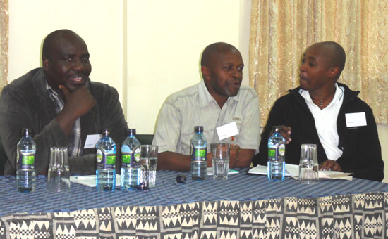 From left: George Morara (Kenya Human Rights Commission), Basilius Kagwi (Karima Forest Initiative) and Tetu Maingi (Porini Association)