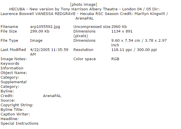 Hecuba photpgraphic record