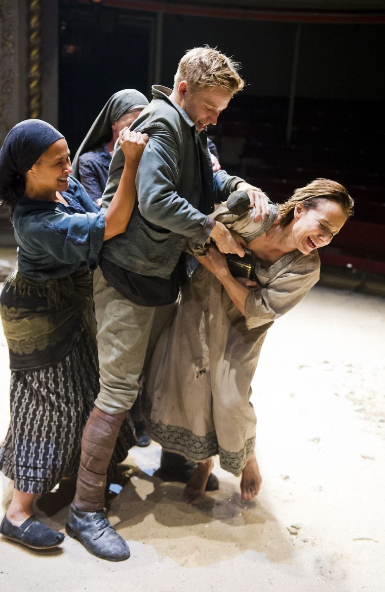 ‘Don’t take what I love most in this life.’ Orestes (Jack Lowden), Electra (Kristin Scott Thomas) and the members of the chorus