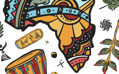 Colourful and vibrant banner image representing creative Africa