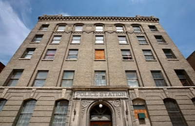 Exterior of a police station building