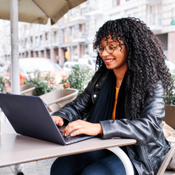 Woman using laptop