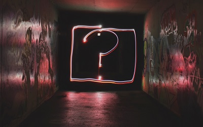 Photo shows artwork with a question mark in the centre representing curiosity 