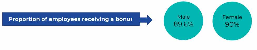 The graphic presents information on the gender bonus pay gap
