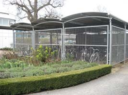 Bike shelter on campus