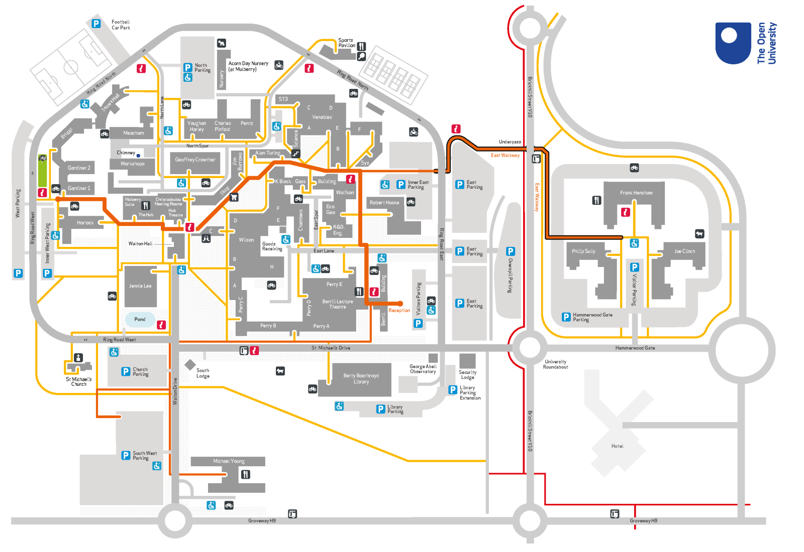 Walton Hall Campus map