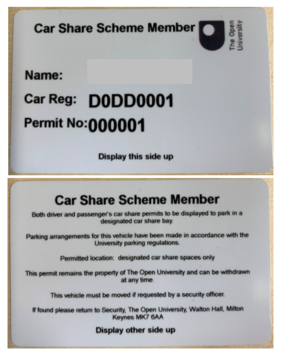 Example of a Car Share Permit