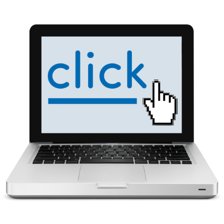 a laptop computer with an open screen that says 