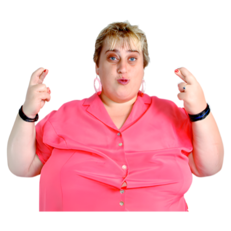 a woman crossing her fingers
