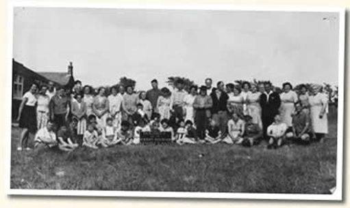 A black and white photo of a charity event, 1966