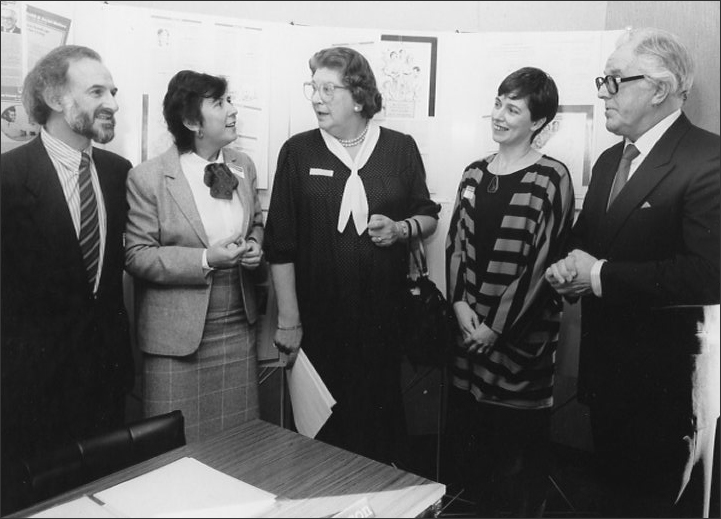 A black and white photograph showing members of the early SHLD Research Group