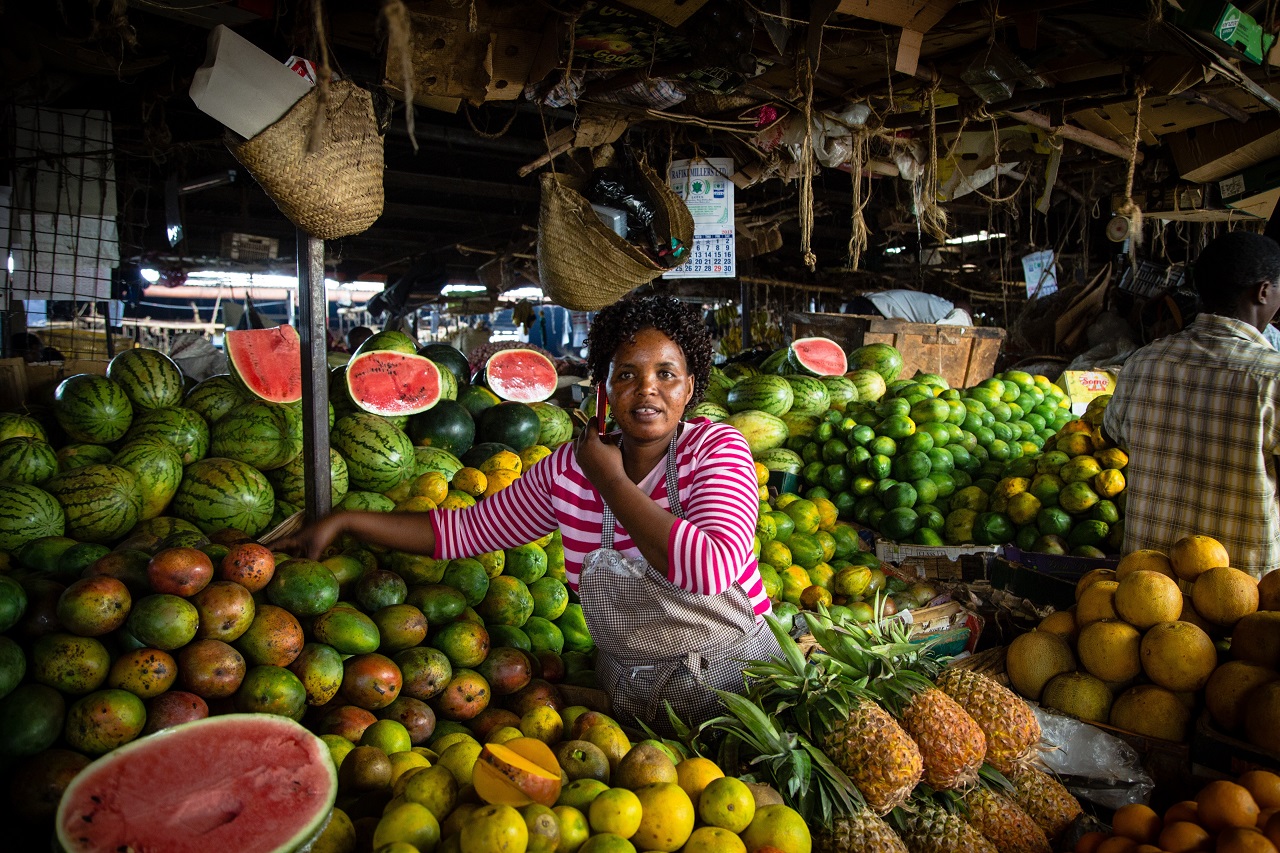 Female market stall holder in Nairobi, Kenya