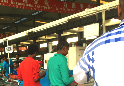 Photo of workers in a Chinese-owned factory in Ethiopia