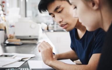 Two students working together