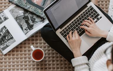 User using laptop