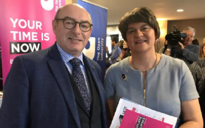 A picture of John D'Arcy with Arlene Foster