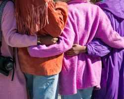 a group of people hugging