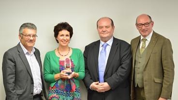 Brian Campfield, President, Irish Congress of Trade Unions, Ulain McKee, ‘The Open University Trades Union Learner of the Year’, Trevor Cooper, Director of Higher Education and John D’Arcy Nation Director of The Open University.