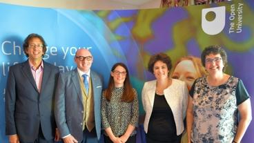 Photograph (L-R) - Professor Giles Mohan, John D'Arcy, Orla Devine, Claire Hanna MLA, Jenny Williams.