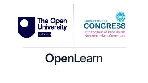 The Open University in Ireland logo, the Irish Congress of Trade Unions logo, and the OpenLearn logo