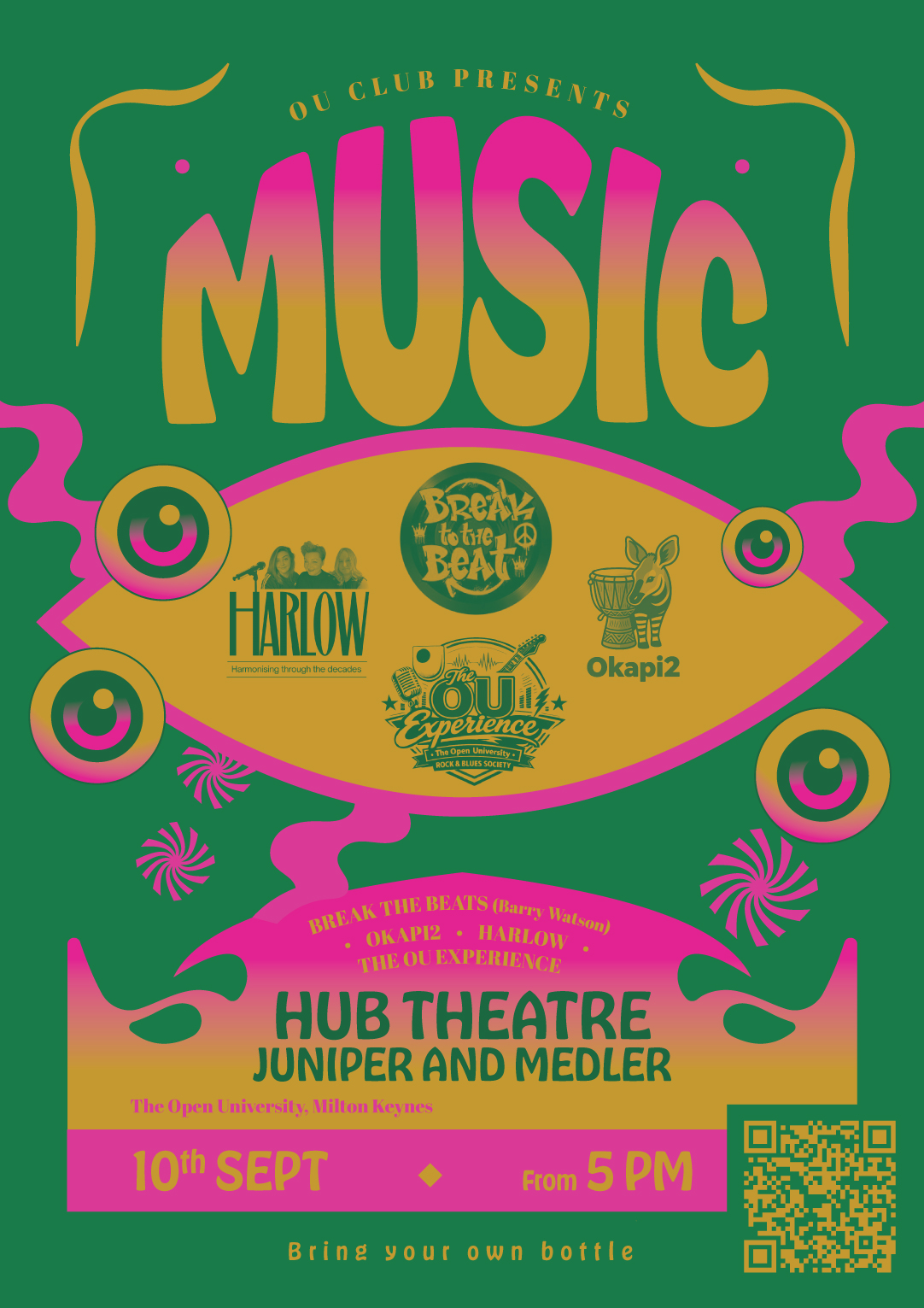 Music Night. 10 September in the Hub Theatre 5pm to 9pm 