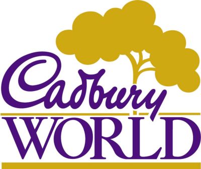 Cadbury World logo - purple text and gold tree