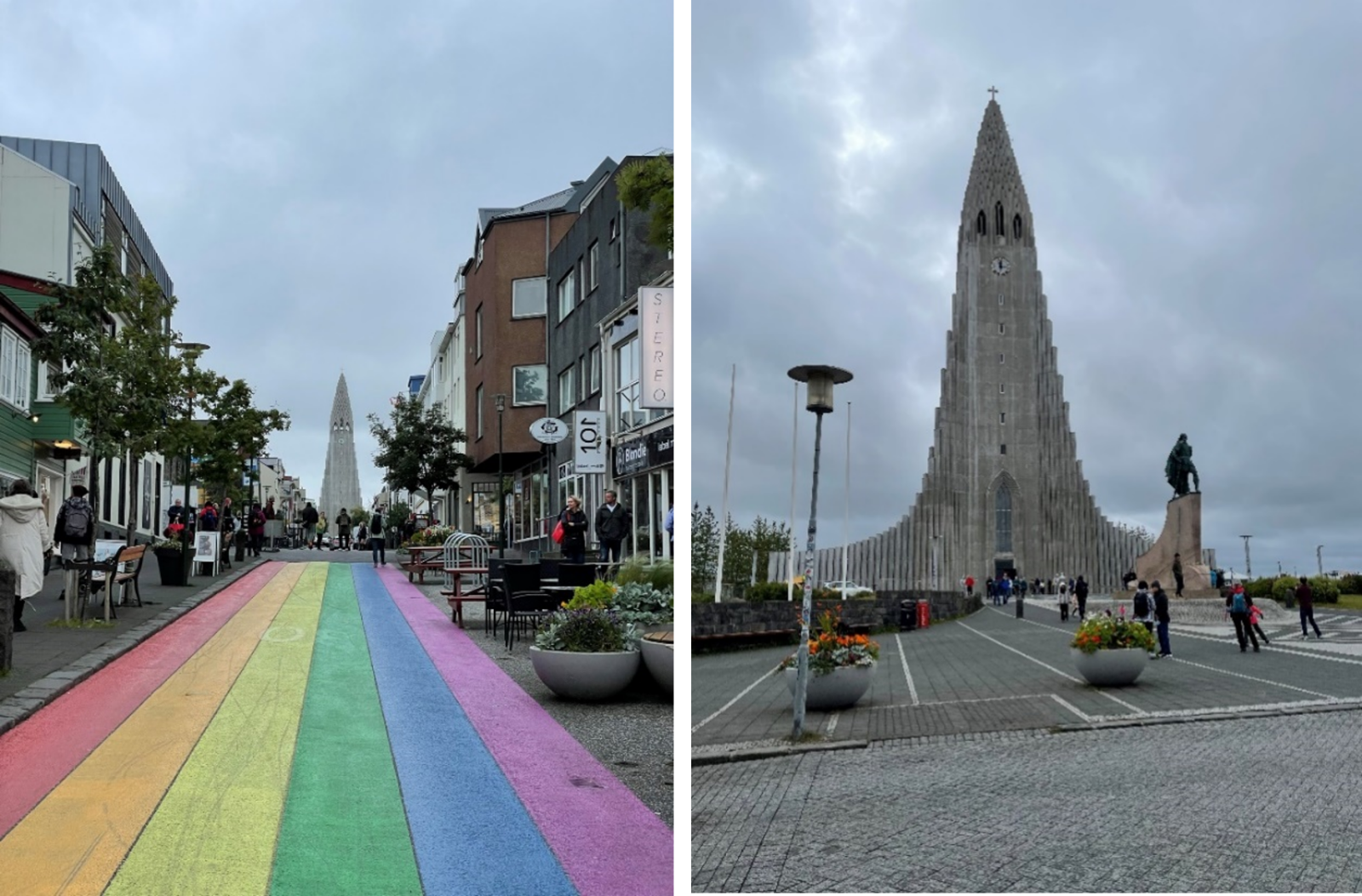 Skólavörðustígur Street and Hallgrimskirkja Church in Reykjavik