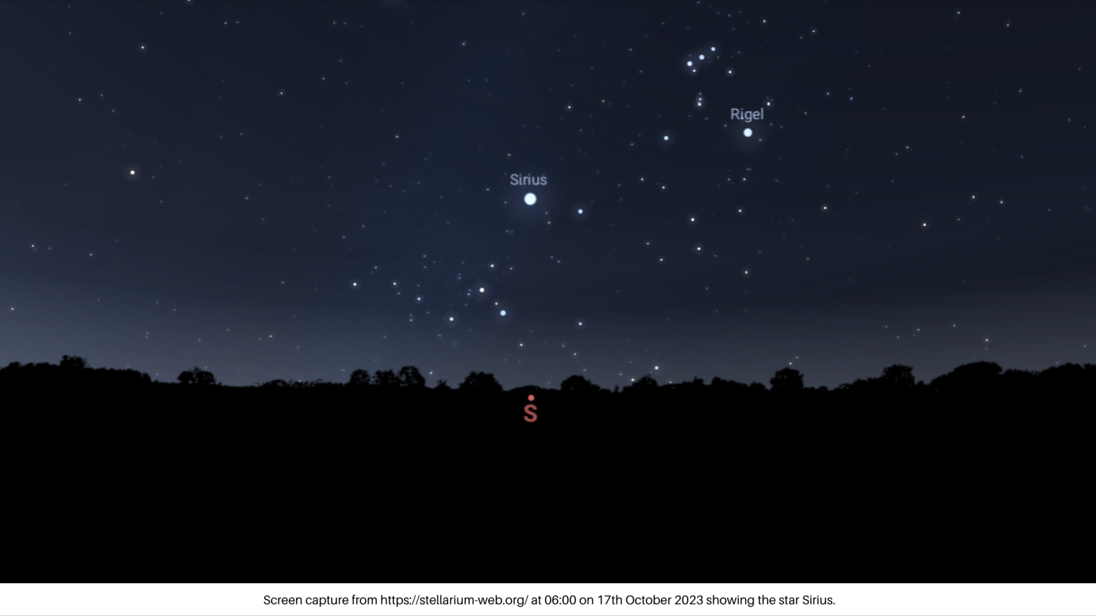 00 showing Sirius, the brightest star in the sky.