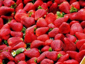 A pile of strawberries