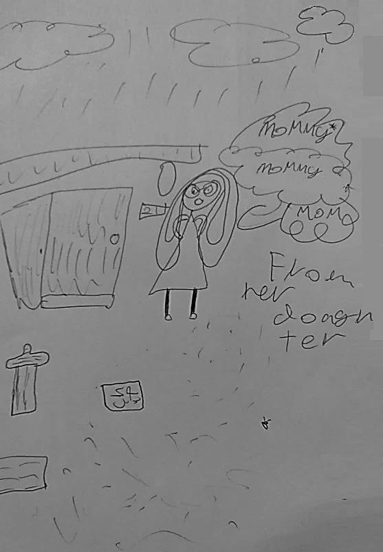 Her daughter drew a picture to show how cross all the rubbish thrown in the garden made her