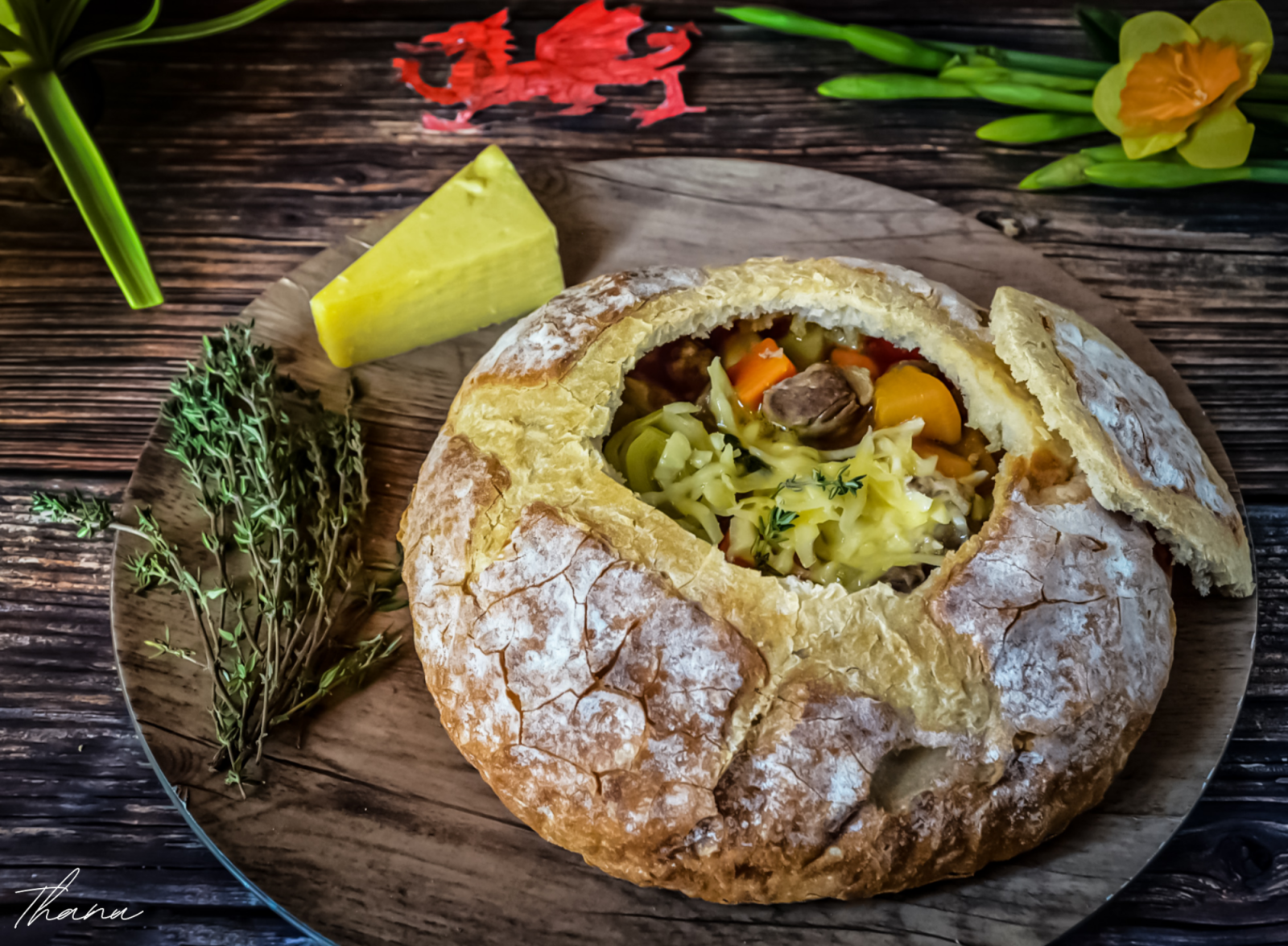 Eating Cawl – a Welsh soup dish – with friends