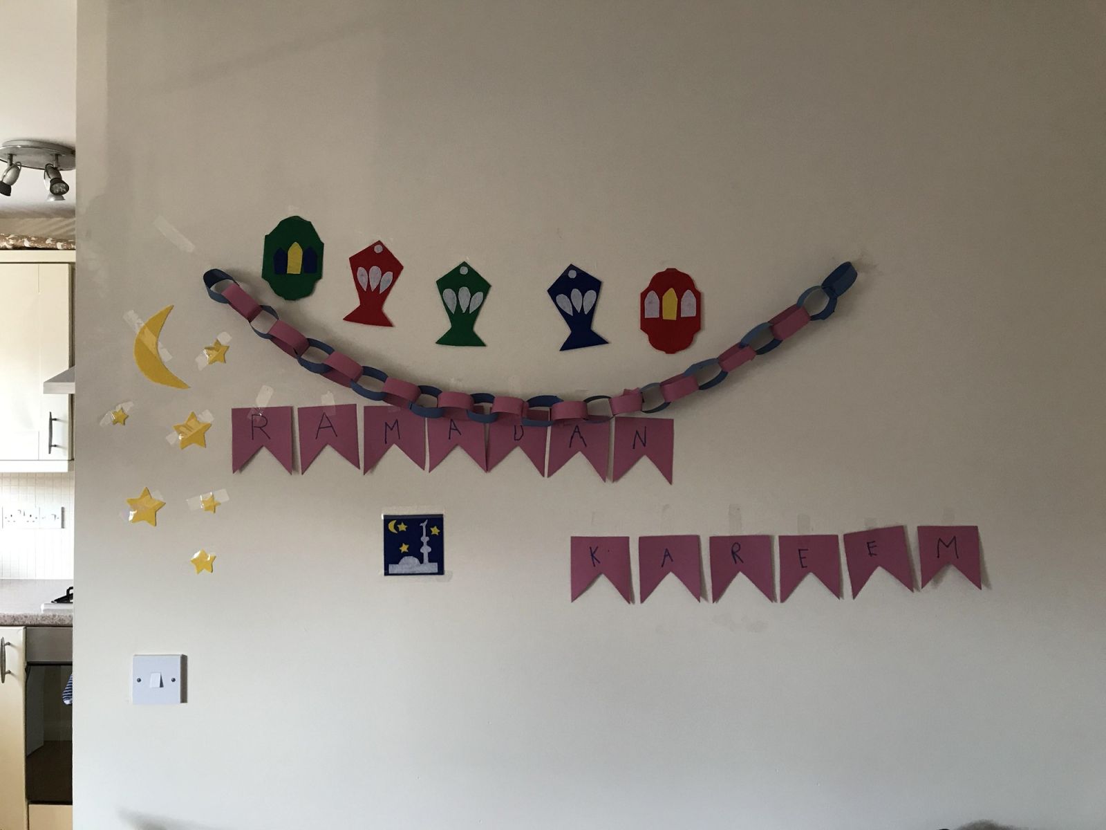 Pretty decorations made at home and hung on the wall
