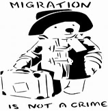 catoon saying 'migration is not crime'