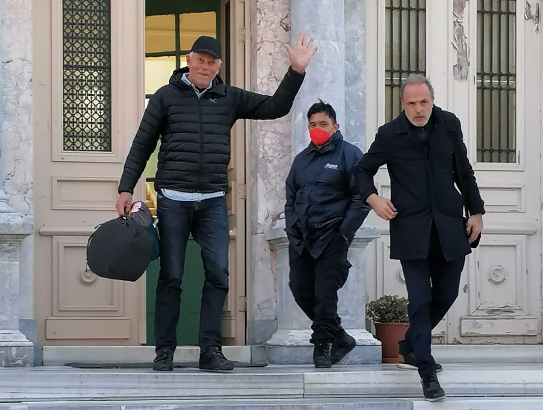 Knut is released from Port Authority in Mytline after his arrest on charge of espionage