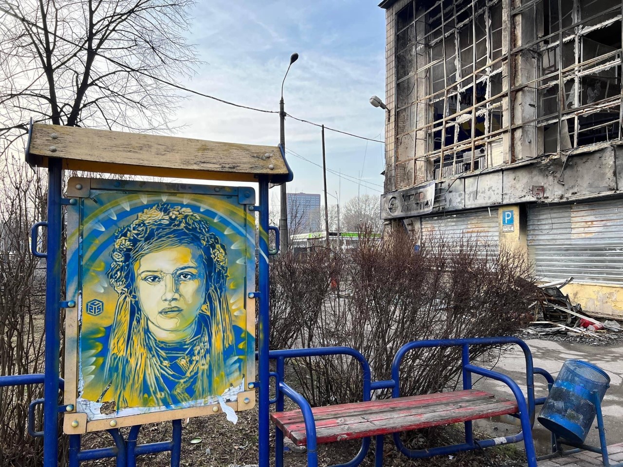 paint of dignified and powerful face of a young Ukrainian girl photographed in 1935