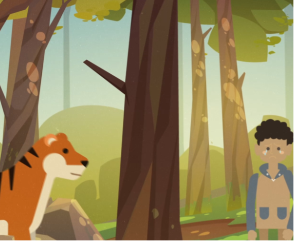 Painting of The Cow Boy and the Tiger