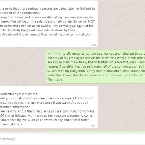 text messaging of a domestic worker negotiates with her employers