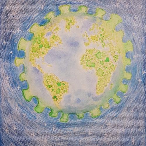 DRAWING Covid planet