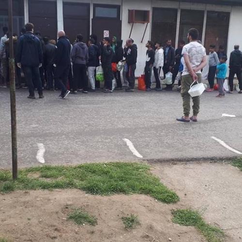 Social distancing at Krnjaca Asylum Centre, Serbia, May 2020
