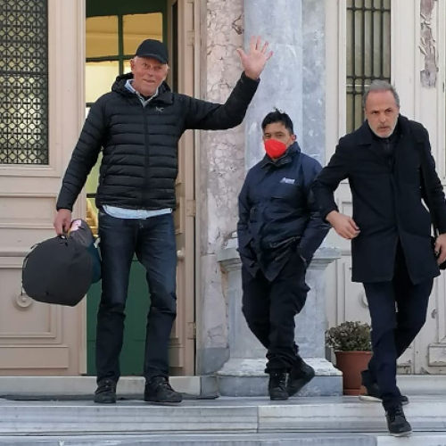 Knut is released from Port Authority in Mytline after his arrest on charge of espionage