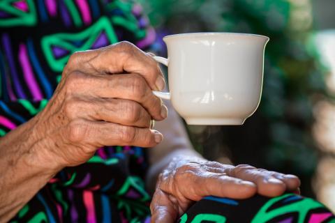 two hands holding a teacup