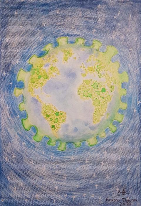 DRAWING Covid planet