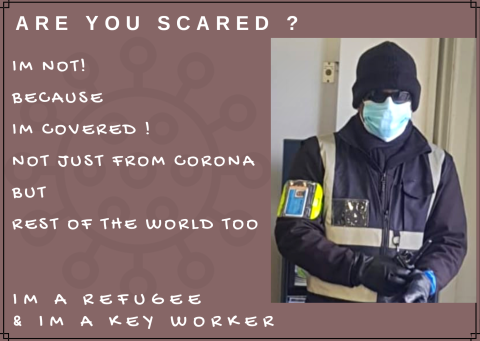 A man wearing masks with text "are you scared ......"