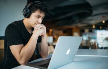 Student studying on laptop