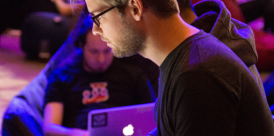person looking at a laptop