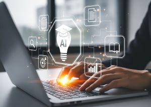 person at a laptop using AI