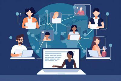 group of people connected online 
