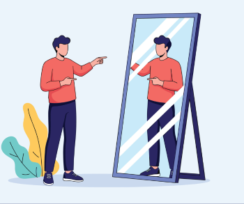 person looking in a mirror