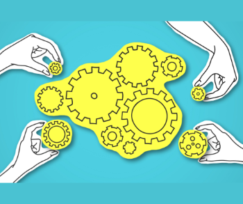 image of hands and cogs working together