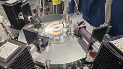 Three UV lamps positioned over three of four viewports on the top of Baldrick chamber to irradiate samples within under ambient, vacuum and/or low temperature conditions